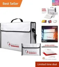Fireproof Document & Money Bags, Large Fireproof & Water Resistant Bag 15 x 1...
