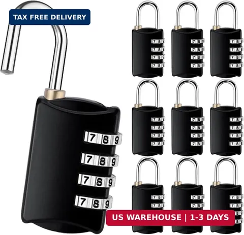 Combination Lock Waterproof Resettable 4 Digit Padlock 10Pcs | Outdoor Metal Loc