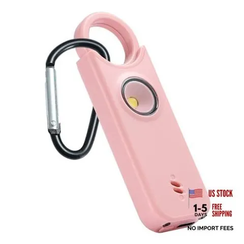 Personal Safety Alarm - 135dB Ultra Loud Siren with LED Strobe Light, USB Pink