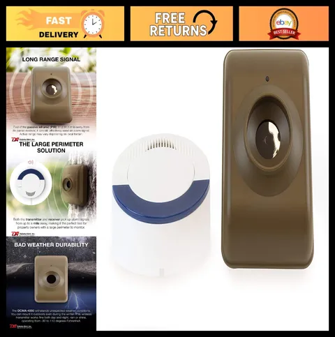 1-Mile Wireless Driveway Alarm System with Motion Sensor - Outdoor Security Aler