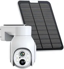 4MP Battery Powered Wifi Camera with Solar Panel, Spotlight, PTZ, 2-Way Audio, S
