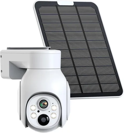 4MP Battery Powered Wifi Camera with Solar Panel, Spotlight, PTZ, 2-Way Audio, S