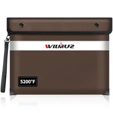 Brown 13.9x10.6 Inch Fireproof Waterproof Document Money Bag Safe Pouch