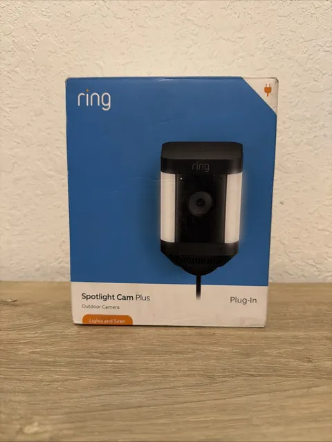 Ring Spotlight Cam Plus Outdoor Camera W/Lights and Siren, Plug-In