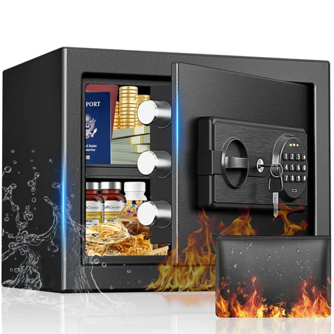 1.2 Cub Small Fireproof Safe Box for Home, Anti-Theft Security Home Safes Wat...