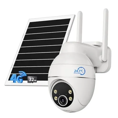 4G LTE Cellular Security Camera with Pre-Installed SIM Card, 24/7 White