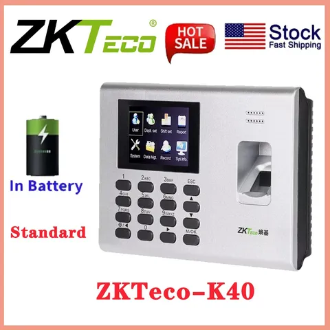 ZKteco K40 USB Biometric Fingerprint Time Attendance System With Battery