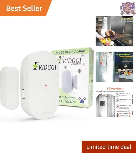 Freezer Door Alarm Compact Size with 60 Sec Delay 3 Voice Levels 80-110dB