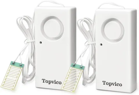 Water Alarms Leak Detector, 120Db, 37.8 Inches Cable, 2 Packs | for Home Basemen