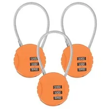 3-Pack Combination Locker Lock, 3 Digit Padlock for Gym/Luggage [Orange]