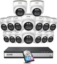 ZOSI 16CH 16x4K PoE Home Security Camera System 24/7 Record 8MP 4K NVR with 4TB
