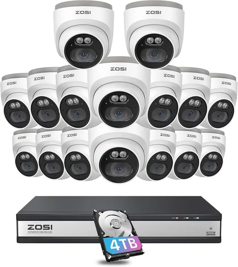 ZOSI 16CH 16x4K PoE Home Security Camera System 24/7 Record 8MP 4K NVR with 4TB