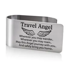 Travel Angel Wherever You May Wander Visor Clip for Cars, Travel Angel Siliver