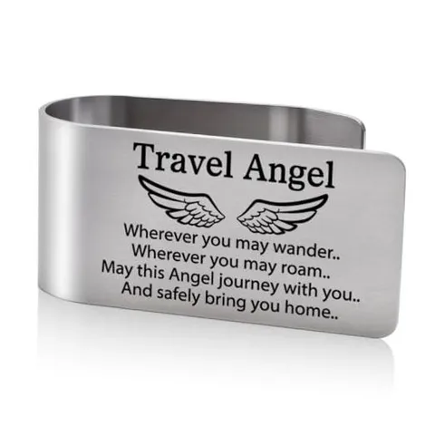 Travel Angel Wherever You May Wander Visor Clip for Cars, Travel Angel Siliver
