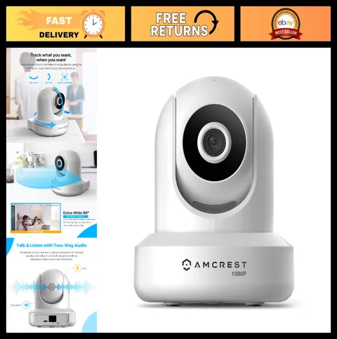 1080P WiFi Security Camera 2MP Indoor Pan/Tilt Wireless IP Camera
