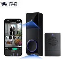 Home Security Duo Cam Doorbell - Rechargeable, Motion Alerts, Color Night Vision