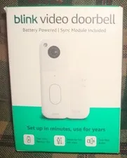 Blink Video Doorbell System Battery Powered with Sync Module, White NEW