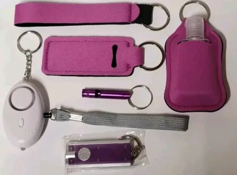 7 Piece Set Self Care Self Defense Purple With White Alarm New Without Tag