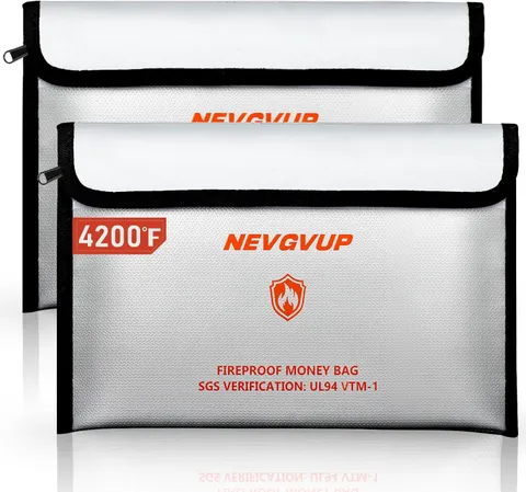 Fireproof Money Bag 4200°F - Heat Insulated, 9.8 x 6.5" Small Fireproof Document