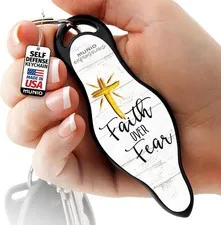 MUNIO Self Defense Keychain Lightweight Kubotan Faith Over Fear