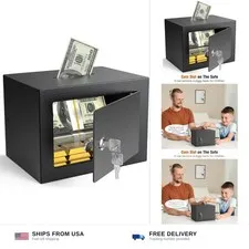 PATRON Small Safe Box with Key Lock,Mini Safe for Money with Coin Slot，Steel ...