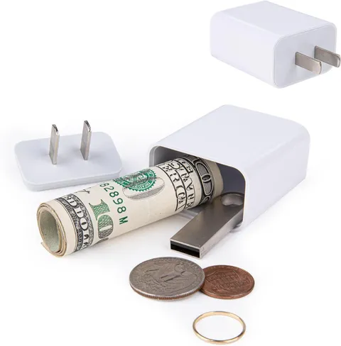Plug Storage Realistic Looking Charger with Storage Hiding Places for Valuables
