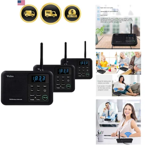Intercoms Wireless for Home 1 Mile Range 22 Channel 100 Digital Code Display ...