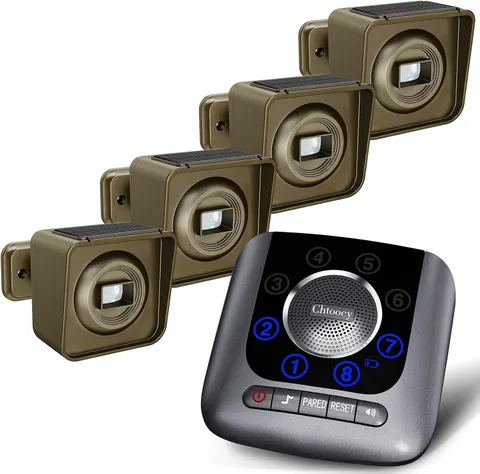 Solar Driveway Alarm Wireless Outside 1/2 Mile Long Range, 3 Sensitivity & Weath