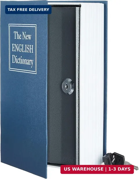 Amazon Basics Portable Diversion Book Safe, Secret Hidden Lock Box with Key Lock