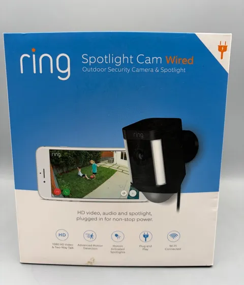 Ring Spotlight Cam Plug-In Wired Security Camera Black - Sealed