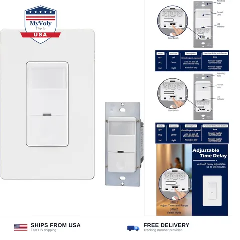 Motion Sensor Light Switch - 120-277V Wall Switch Sensor, Occupancy and Vacan...