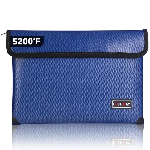 Document Bag with 5200F Heat Insulated, Waterproof Fireproof Zipper, 8 Layers