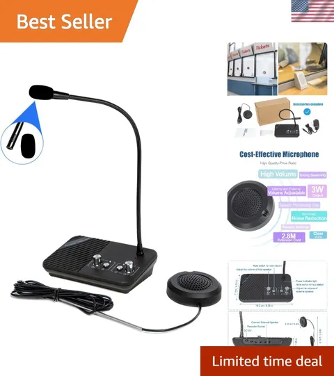 Window Speaker Intercom System - Dual Way Communication for Banks & Offices