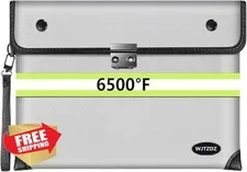 6500°F Fireproof Document Bag with Lock,Upgraded Fireproof/Waterproof Money B...