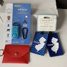 Travel & Safety Bundle – BASU eAlarm, Luggage Tags Set, Redken Wallet Keychain d