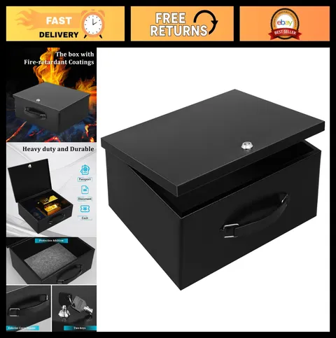 Fireproof Document Safe Box with Key Lock | Protects Cash, Valuables, Home & Off