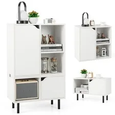 5 Cube Bookcase, 4-Tier Stackable Bookshelf with Doors, Cube Storage Organize...