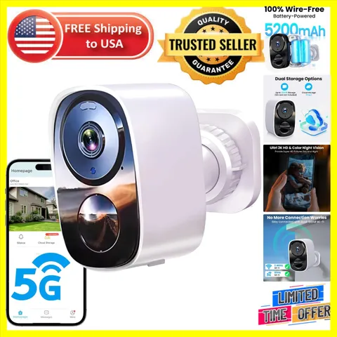 Upgraded 2K Outdoor Security Camera with Night Vision & AI Motion Detection