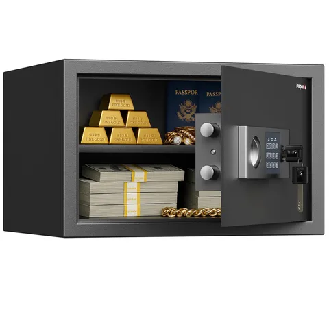 1.2 Cubic Feet Safe Box, Digital Security Lock Box with Shelf & Keypad & Comb...