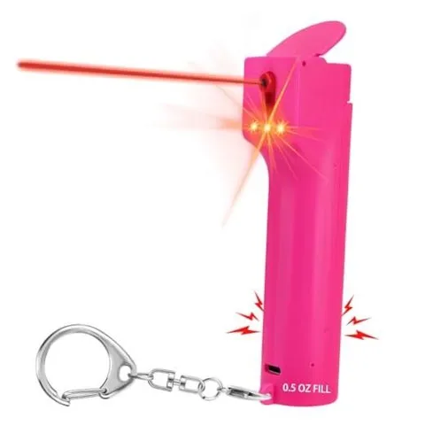 3-in-1 Pepper Spray Personal Alarm, 12ft UV Marking Dye Wind Resistant Gel Rose