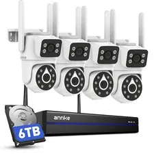 ANNKE 4MP PT Dual Lens WIFI Security Camera System Color Wireless Two Way Audio