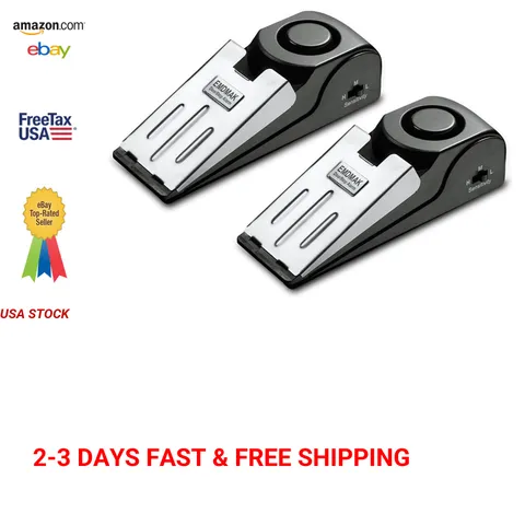 Door Stop Alarm with 120DB Siren Black Pack of 2 Home Travel Security