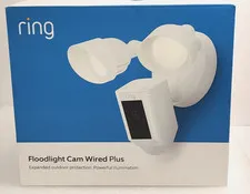 Ring Floodlight Cam Wired Plus Outdoor Security Camera 1080p w/ Siren, NEW
