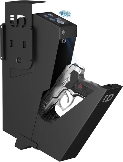 Gun Safe Handgun Drop Down,Quick Access Pistol Safe Mounted Single Biometric