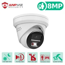 Anpviz 4K 8MP PoE IP Camera Outdoor Red & Blue Light Human Vehicle Detect IP67