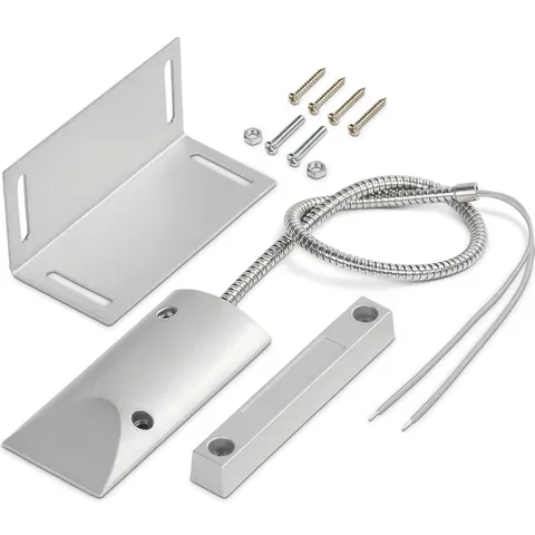Garage Door Magnetic Contact Sensor, Wired Normally Closed NC Magnetic Switch wi
