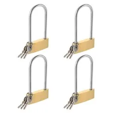 4Pcs Solid Brass Padlock with Key 2" Wide Body 2.8 Inch Long Shackle Lock
