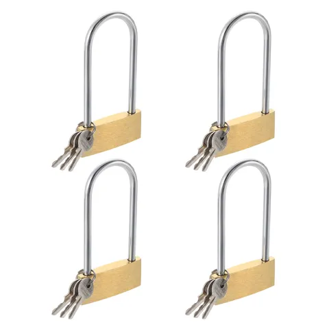 4Pcs Solid Brass Padlock with Key 2" Wide Body 2.8 Inch Long Shackle Lock