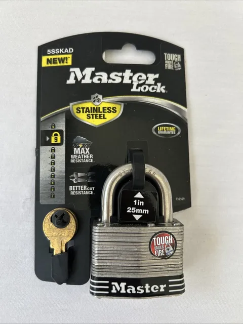 MasterLock 5SSKAD 2"W Stainless Stee 4Pin Tmblr Laments Padlock Keyed Alike F24
