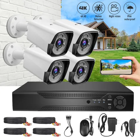 4Camaras De Seguridad Wifi Exterior 4K 5MP Inalambrica Con Vision Nocturna Video